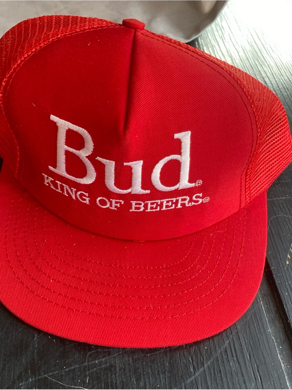 Budweiser Red Bud 'King of Beers' Mesh Trucker Hat